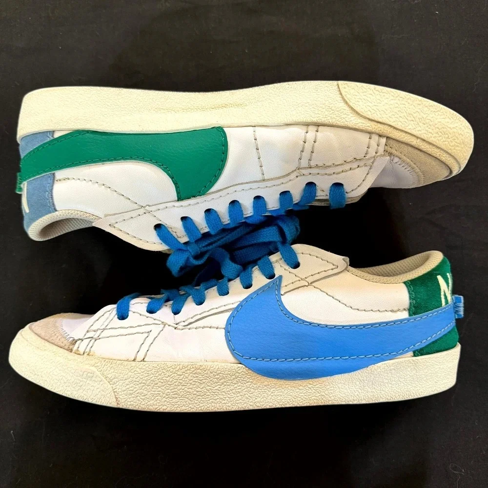 Nike Blazer Low '77 Jumbo Men's 8.5 Women's 10 White Blue Green DQ1470-100 - Picture 4 of 9